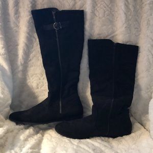Black suede boots
